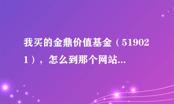 我买的金鼎价值基金（519021），怎么到那个网站上登录查询对帐单？？谢谢了