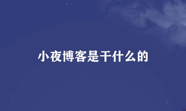 小夜博客是干什么的