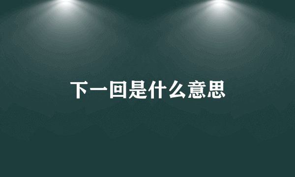 下一回是什么意思