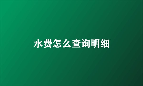 水费怎么查询明细