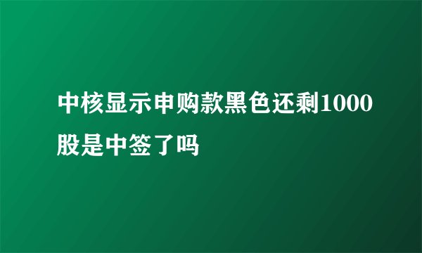 中核显示申购款黑色还剩1000股是中签了吗