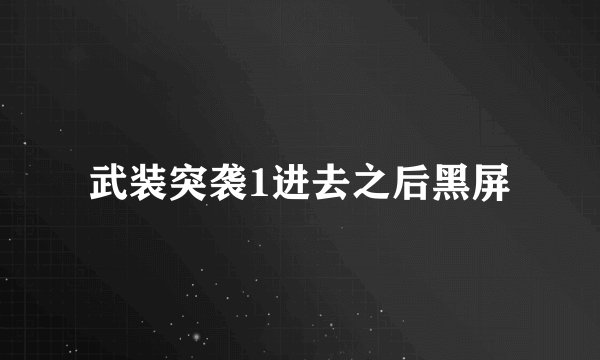武装突袭1进去之后黑屏