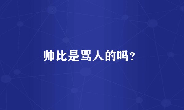 帅比是骂人的吗？