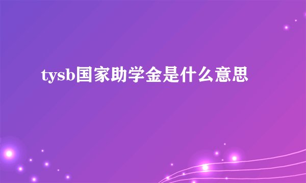 tysb国家助学金是什么意思