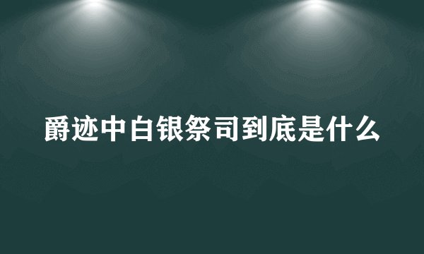 爵迹中白银祭司到底是什么
