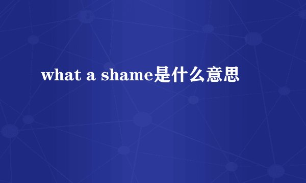 what a shame是什么意思