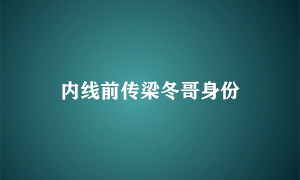 内线前传梁冬哥身份