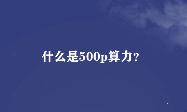 什么是500p算力？