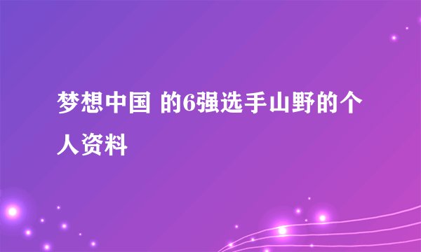 梦想中国 的6强选手山野的个人资料