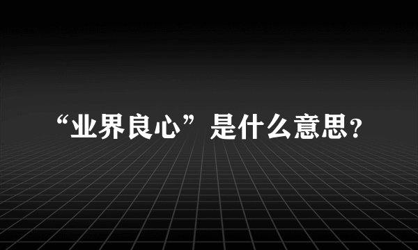 “业界良心”是什么意思？