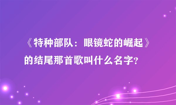 《特种部队：眼镜蛇的崛起》的结尾那首歌叫什么名字？