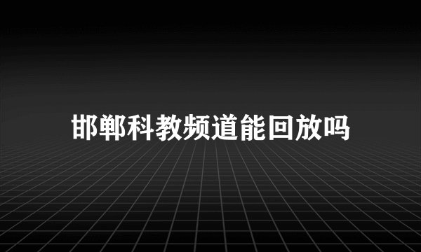 邯郸科教频道能回放吗