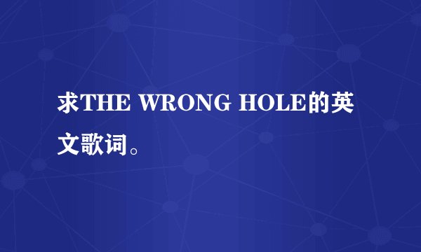求THE WRONG HOLE的英文歌词。