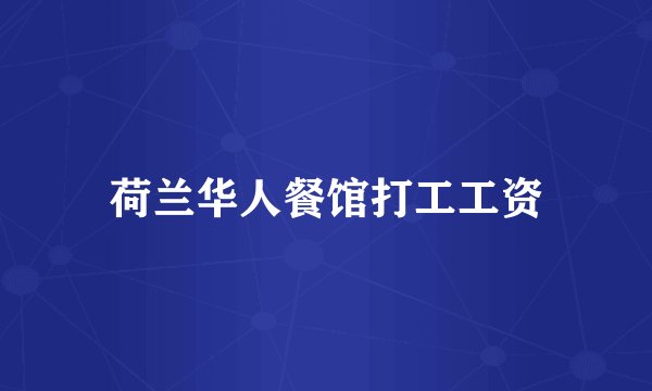 荷兰华人餐馆打工工资