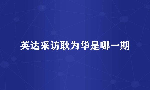 英达采访耿为华是哪一期