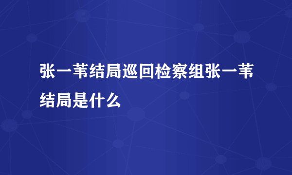 张一苇结局巡回检察组张一苇结局是什么