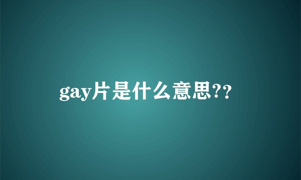gay片是什么意思?？