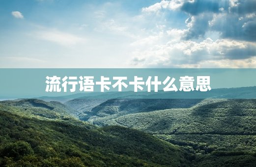 卡不卡是什么意思网络用语