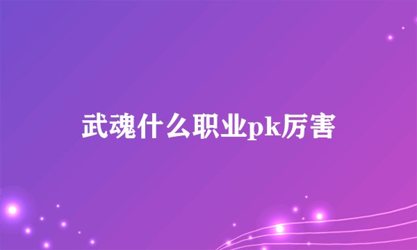 武魂什么职业pk厉害