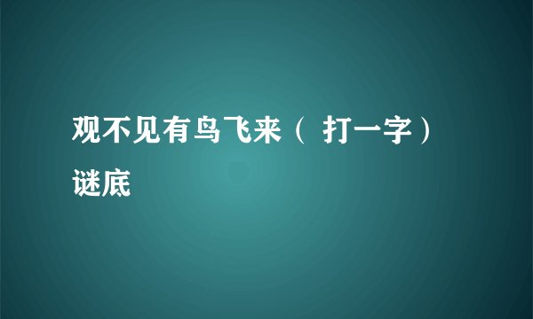 观不见有鸟飞来（ 打一字） 谜底