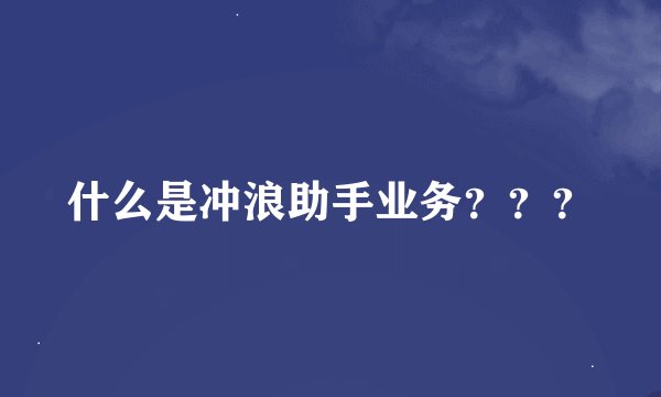 什么是冲浪助手业务？？？