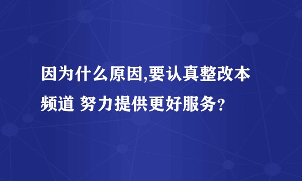 因为什么原因,要认真整改本频道 努力提供更好服务？