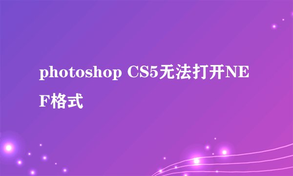 photoshop CS5无法打开NEF格式