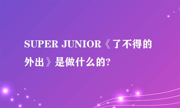 SUPER JUNIOR《了不得的外出》是做什么的?