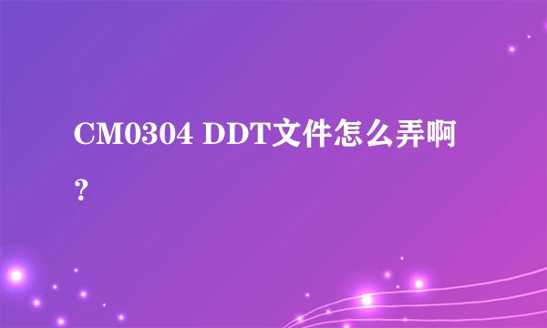 CM0304 DDT文件怎么弄啊？
