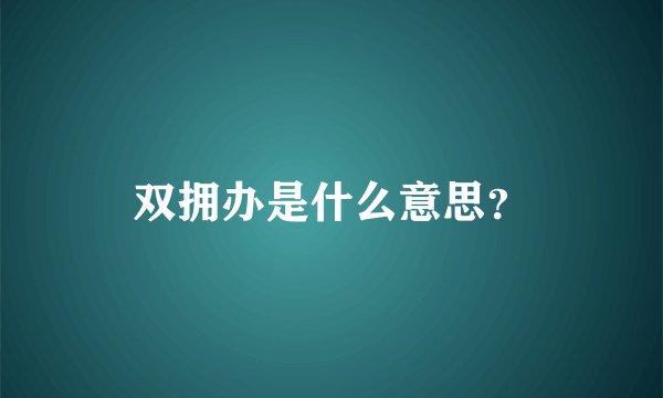 双拥办是什么意思？