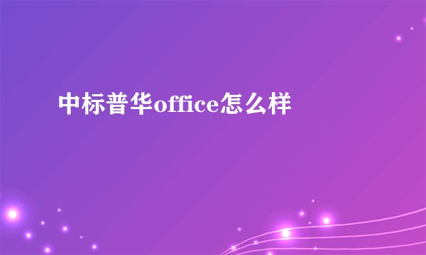 中标普华office怎么样