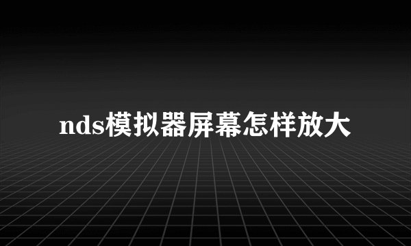 nds模拟器屏幕怎样放大
