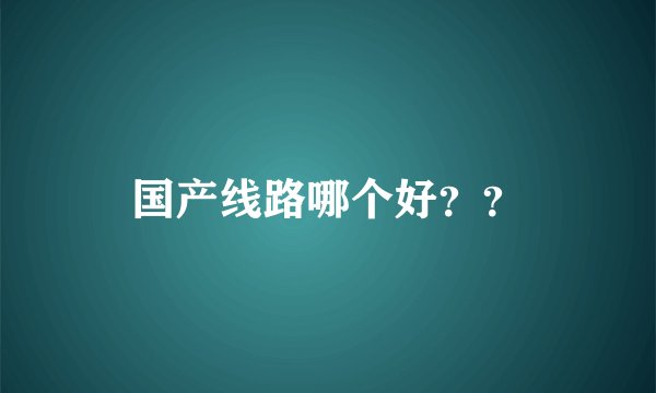 国产线路哪个好？？
