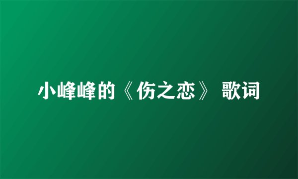 小峰峰的《伤之恋》 歌词