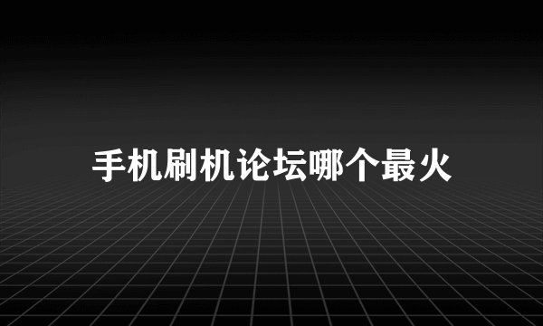 手机刷机论坛哪个最火