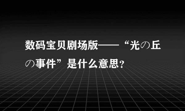 数码宝贝剧场版——“光の丘の事件”是什么意思？