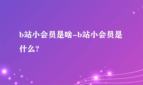 b站小会员是啥-b站小会员是什么?