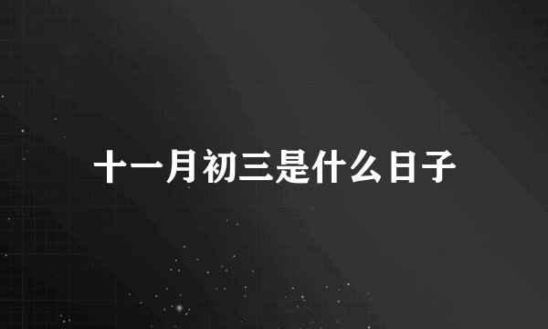 十一月初三是什么日子