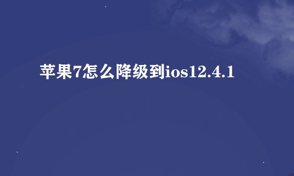 苹果7怎么降级到ios12.4.1