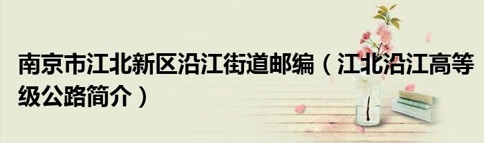 南京市江北新区沿江街道邮编江北沿江高等级公路简介