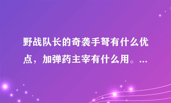 野战队长的奇袭手弩有什么优点，加弹药主宰有什么用。顺便告诉我多少游戏币可以买到加十以上的手弩谢谢了