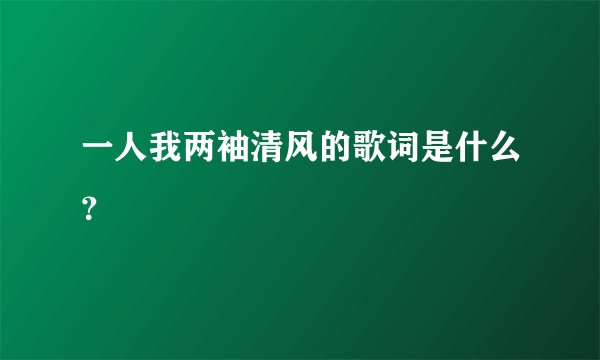 一人我两袖清风的歌词是什么？