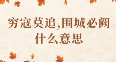 穷寇莫追,围城必阙什么意思