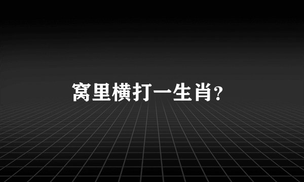 窝里横打一生肖？