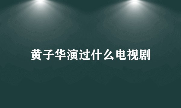 黄子华演过什么电视剧