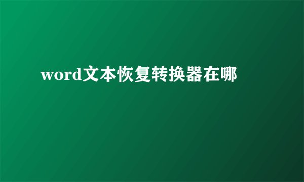 word文本恢复转换器在哪