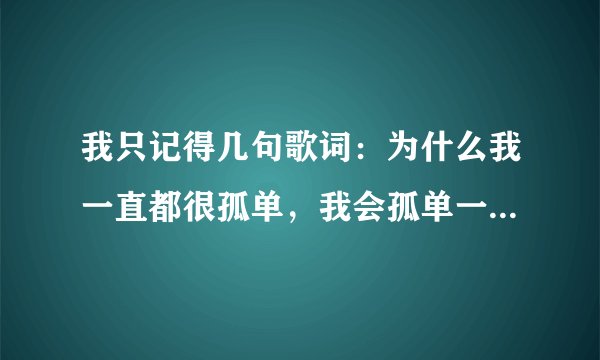 我只记得几句歌词：为什么我一直都很孤单，我会孤单一辈子！这首歌叫什么名字？