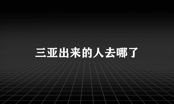 三亚出来的人去哪了