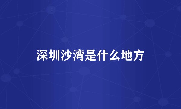 深圳沙湾是什么地方
