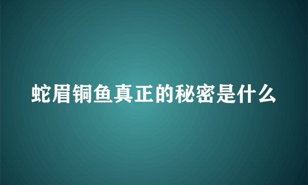 蛇眉铜鱼真正的秘密是什么